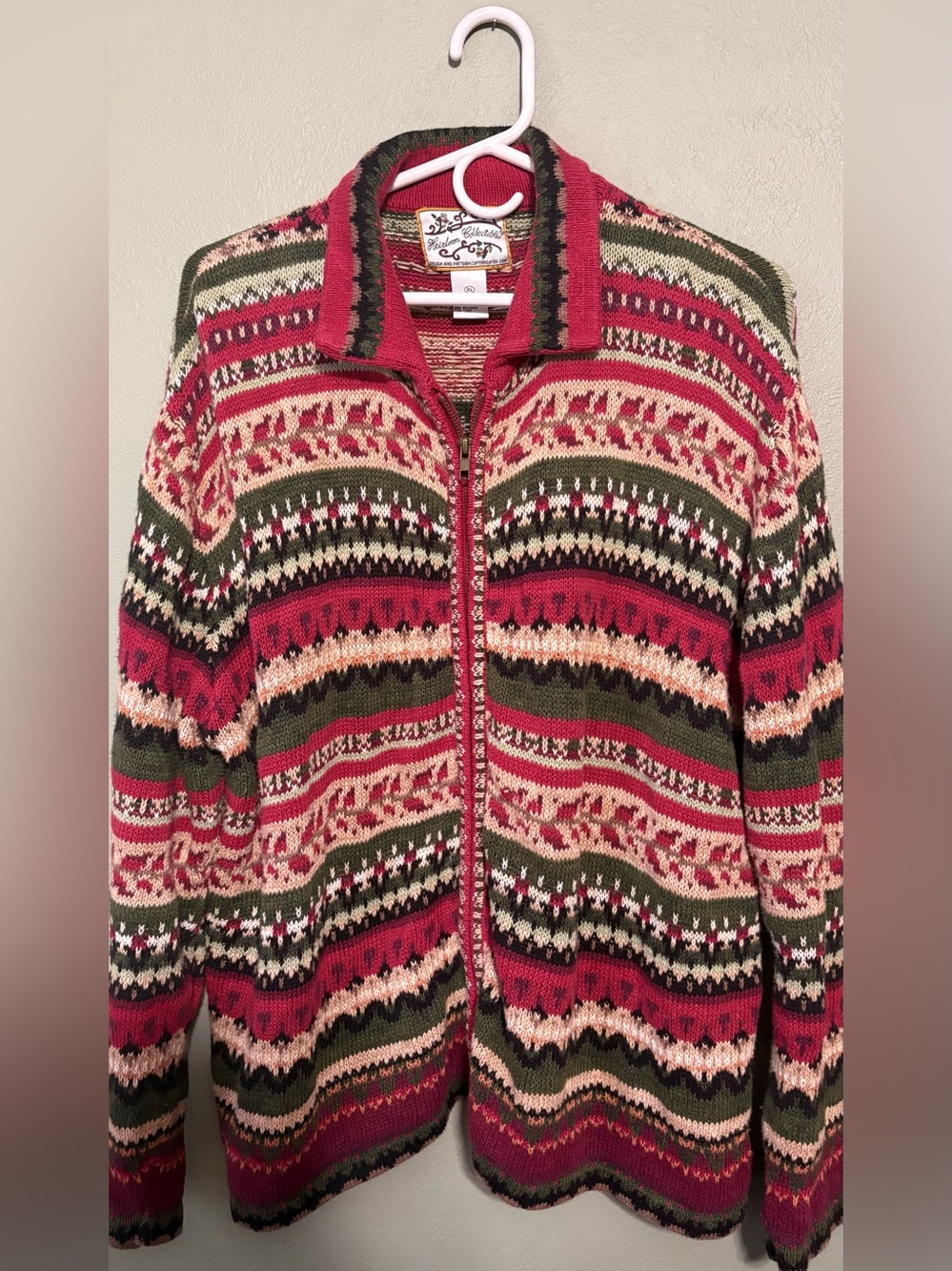 Heirloom Collectibles Zip Fair Isle Sweater Cardigan